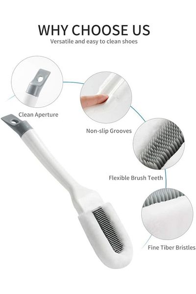 fulina White Professional Cleaning Shoe Brush, Multifunctional Ergonomics Handle , for Home