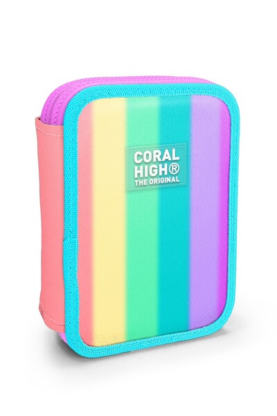 Coral High Patterned Double Layer Pen Bag