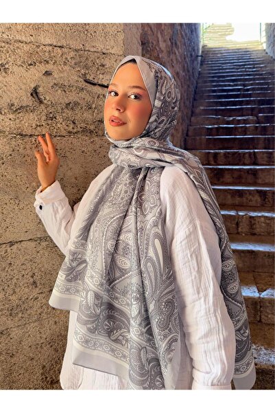 Ahsenhijab Retro Desen Pamuk Soft Şal Romantik Seri