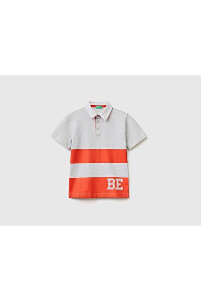 United Colors of Benetton تي شيرت بولو مخطط للرجبي للأولاد