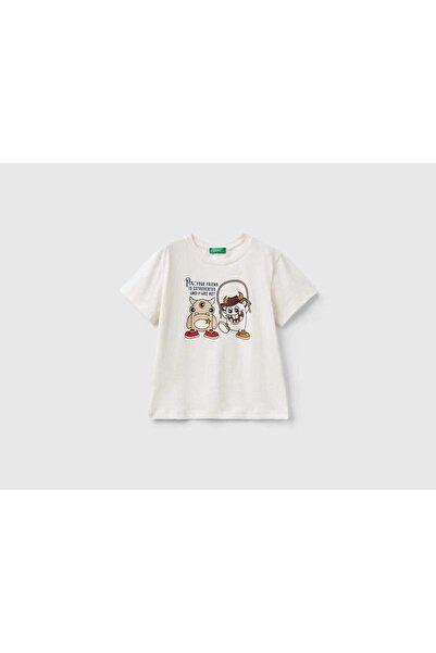United Colors of Benetton تي شيرت بطبعة حيوانية بأكمام طويلة للأولاد