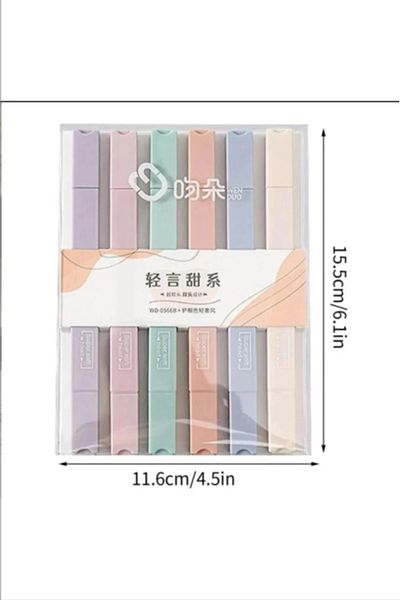 ATABY Supersoft Set of 6 Pastel Highlighters – Double Ended & Soft Writing