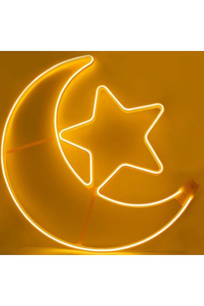 Yuwell YU WELL Ramadan Eid Yellow LED String Light Fairy Lights For Ramadan And Eid (Moon-Star, 60cm)