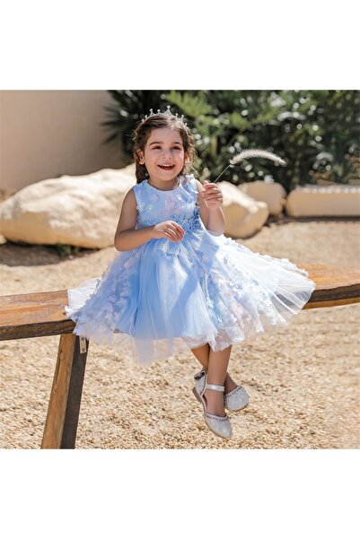 ddaniela فستان دانييلا الأزرق بزهر التفاح