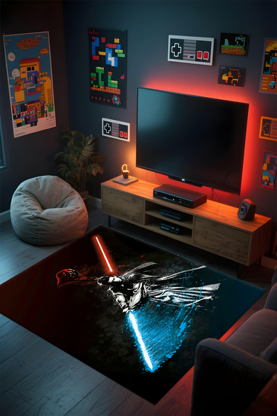 Alpacarpet Desenli Anime & Gamer Halısı Kaymaz Taban Makinede Yıkanabilir Gen...