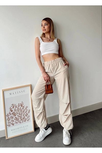 Silahlı Tower Parachute Pants Beige