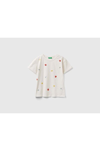 United Colors of Benetton Embroidered Floral Girls' T-Shirt
