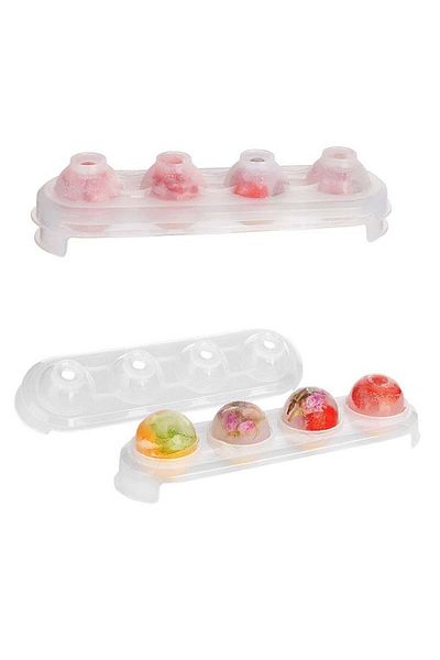 MarDyHome Silicone Based 4 Compartment Transparent Ice Mold Round Icebox
