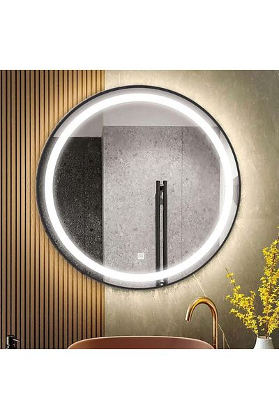 K Korman Oglinda Baie LED Touch Rama Neagra 60x60cm