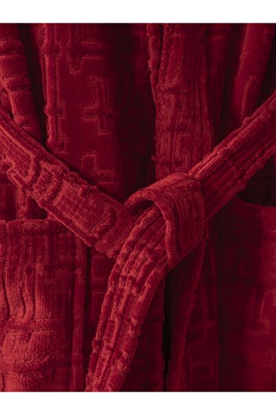 ARACHNE Crypto - 100% Cotton Velvet Claret Red Towel and Robe Set