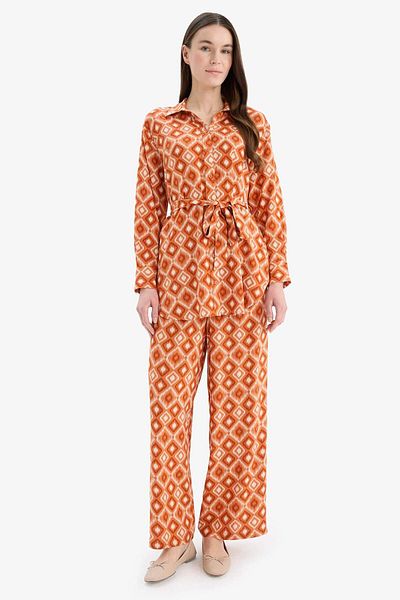 DeFacto Wide Leg Wide Wide Leg Patterned Viscose Trousers D9757Ax25Sm