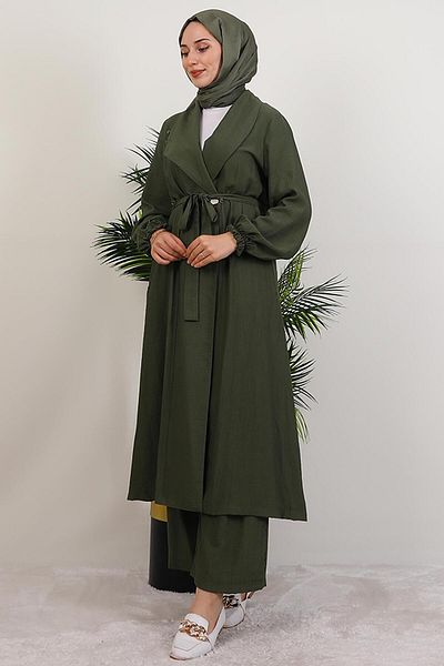 GİYZAMİLA Aria Trousers Double Suit Khaki