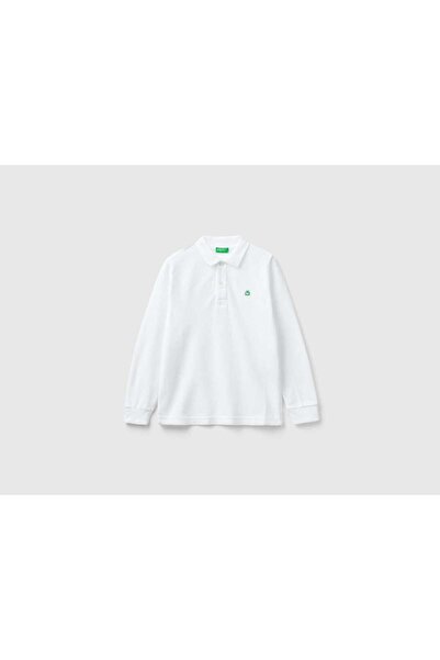 United Colors of Benetton قميص بولو بأكمام طويلة من القطن العضوي 100% للأطفال