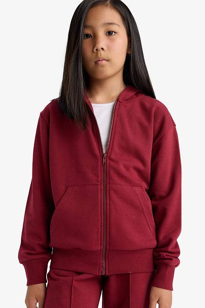 DeFacto Girl's Basic Plain Hooded Zippered Sweatshirt C8110A825Au