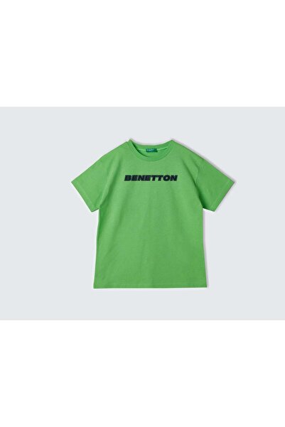 United Colors of Benetton تي شيرت أطفالي مصنوع من القطن بنسبة 100% مع شعار