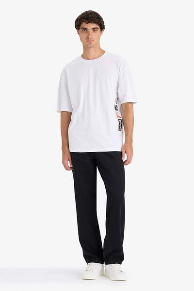 DeFacto Boxy Fit Crew Neck Printed Short Sleeve T-Shirt F8908Ax25Hs