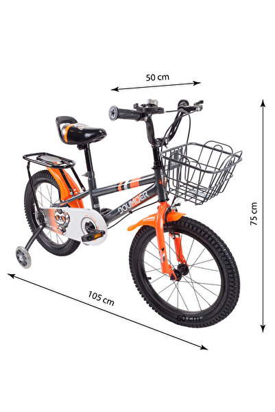 ACTION ONE Children's bicycle 5-7 years old with training wheels Grey Arrow, 16 inch, gray orange