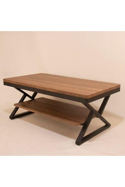 AGD Modern Central Coffee Table with Two Levels Open Shelf