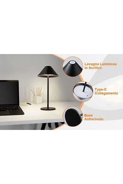 Tescomak Rechargeable touch led table lamp, 3 brown color temperatures