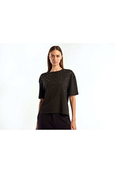 United Colors of Benetton Women's White Sequin-Embellished T-Shirt