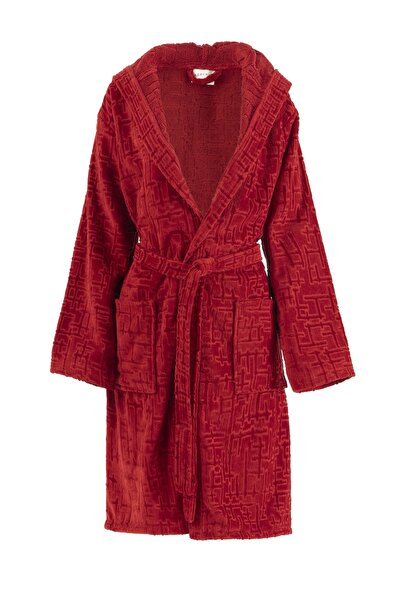 ARACHNE Crypto - 100% Cotton Velvet Claret Red Towel and Robe Set