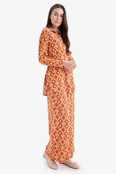 DeFacto Wide Leg Wide Wide Leg Patterned Viscose Trousers D9757Ax25Sm