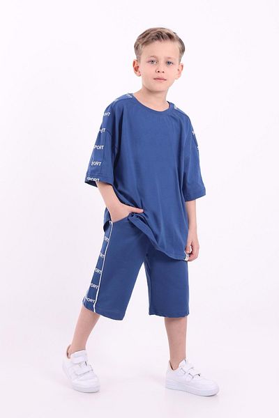 Mnk Baby&Kids Boy's Oversize Sport Printed Shorts Suit M00749 Blue