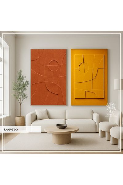 Tablomtr Set de 2 picturi decorative cu cadru metalic imprimat digital și sticlă - Sanvito Model B