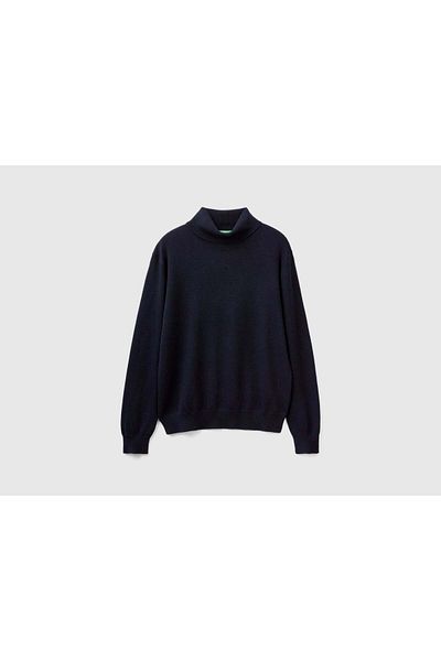 United Colors of Benetton Dark Gray High Neck Pure Cashmere Sweater