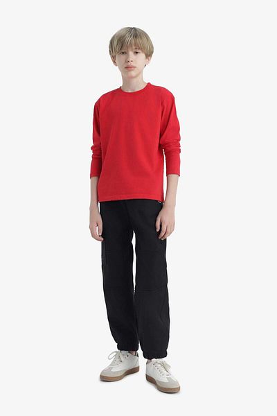 DeFacto Boy's Crew Neck Basic Plain Long Sleeve T-Shirt K1686A625Au
