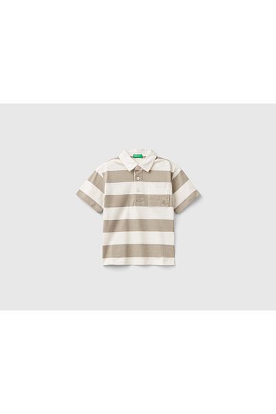 United Colors of Benetton Striped Polo T-Shirt for Kids with Logo Embroidery