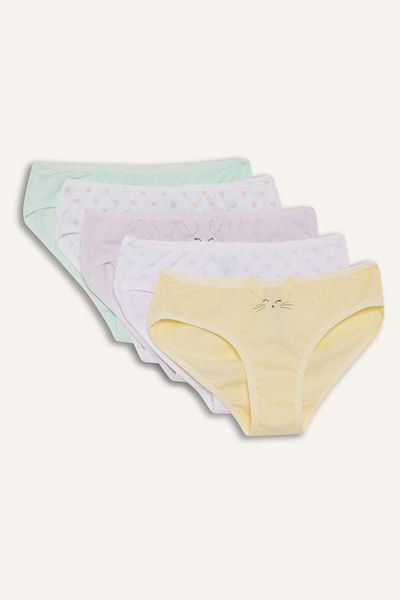 DeFacto Girl's Animal Patterned 5-Piece Slip Panties F8587A825Hs