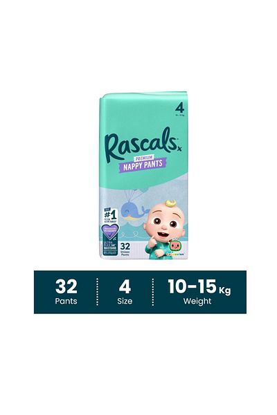 Rascals Cocomelon Edition Training Diaper Pants- Size 4, 10-15 kg, 32 Count