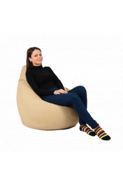 Pufrelax Fotoliu Nirvana Hobbit, Material Piele Ecologică - Nude