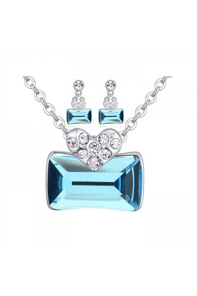 Kelan Set bijuterii Passion Lady Aquamarine – refreshing blue crystals, plated with S925 silver