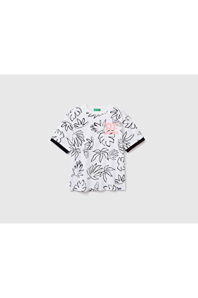 United Colors of Benetton Tropical Print Short Sleeve Kids' T-Shirt