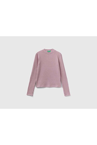 United Colors of Benetton تي شيرت بأكمام مفتوحة للأصابع للبنات