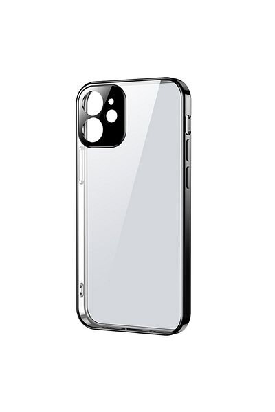 Joyroom Ultra cienkie przezroczyste etui z metaliczną ramką do iPhone 12 mini czarny