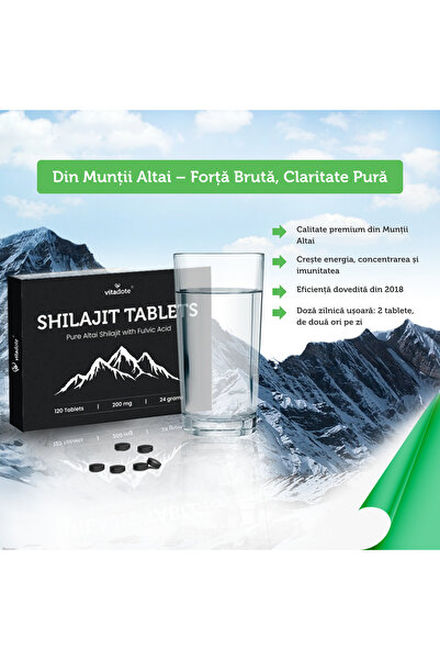 Vitadote ® Pure Shilajit 24,000mg – 120 Vegan Tablets Altai Mumie – Mineral Supplement
