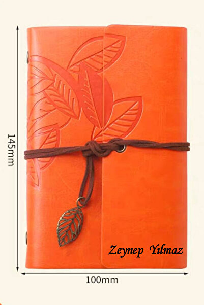 zozoya Kişiye Özel İsimli Turuncu Deri Dolama Defter Ajanda