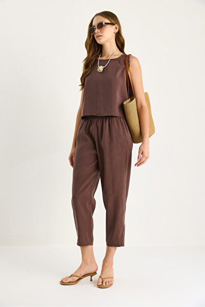 Bianco Lucci Дамски комплект от дебели панталони с тиранти и еластична талия, плат 3089 60283231