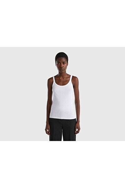 United Colors of Benetton Women's Sleeveless Long Fiber Cotton Shirt