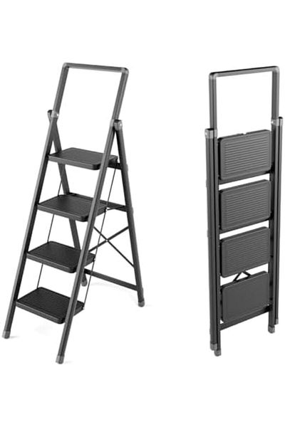 Hexar 4 Step Ladder Folding Step Stool with Wide Anti-Slip Pedal 158kg Portable Ladders for Home and