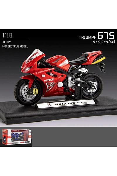 LRS STORE Doytona Trumph 675 Model Motorcycle Special Stand Detailed Decoration Toy Motorcycle 1:18 Red
