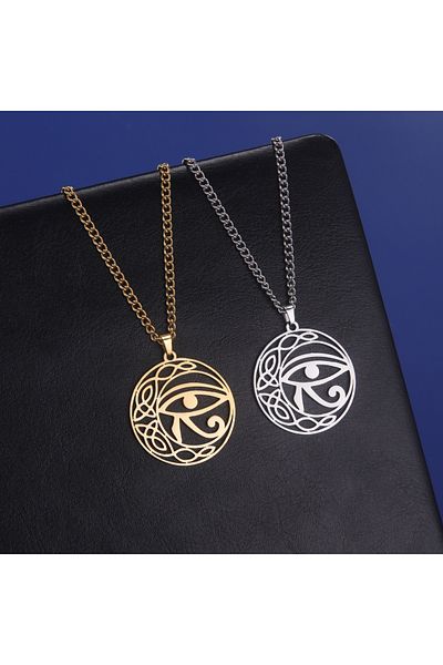 Viking Eye of Horus Design Tarnish-Free & Rustproof 316L Steel Unisex Necklace