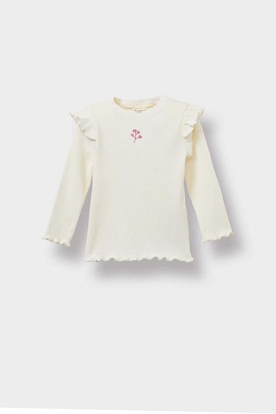 DeFacto Baby Girl Crew Neck Floral Ribbed Camisole Long Sleeve T-Shirt D0745A525Au