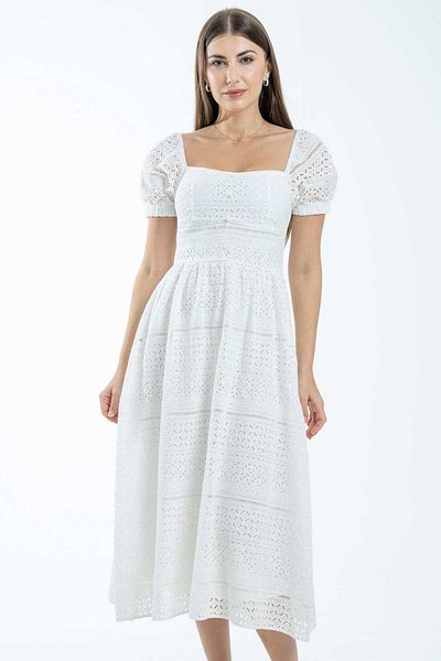 Nichii Women's Midi Dress with Square Neckline