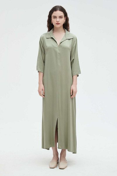Nichii 3/4 Sleeve Maxi Dress with Collar