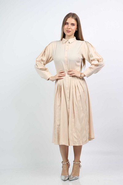 Nichii Long Sleeve Shirt Style Midi Dress