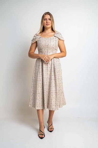 Nichii Women's Short Sleeve Midi Printed Dress